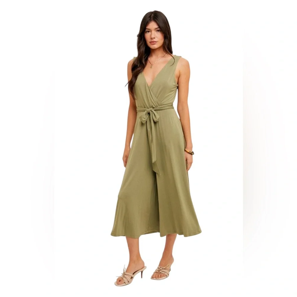 Hem & Thread Olive Green Jumpsuit - Picture 9 of 9